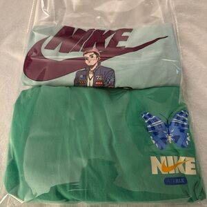 Nike Maroon and Green Graphic T-Shirts